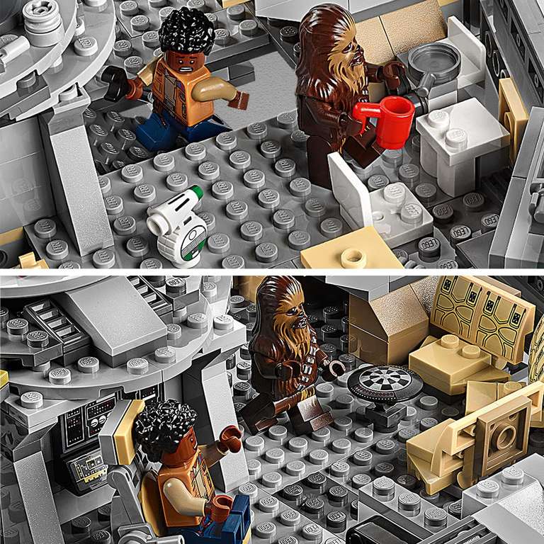 LEGO 75257 Star Wars Millennium Falcon, Model Starship Set, 7 Characters Finn, Chewbacca, C-3PO, R2-D2