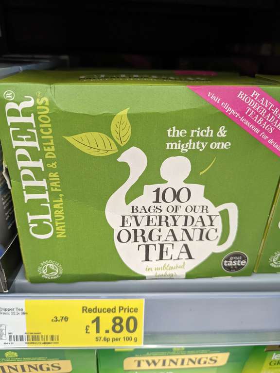 Clipper Organic Everyday 100 Teabags in unbleached teabags Reduced to £1.80 @ ASDA (Halifax)
