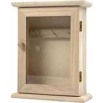 Create Crafts 57533 Creativ 1-Piece Wooden Key Cabinet with Glass Panel Door Metal Key Hooks,Medium
