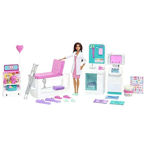 Barbie Clinic Playset, Brunette Barbie Doctor Doll, 30+ Play Pieces, 4 Play Areas - £15.47 @ Amazon