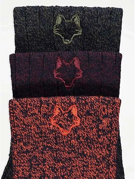 Assorted Knitted Fox Detail Ankle Socks 3 Pack - Free C&C