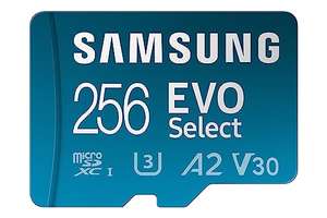 Samsung EVO Select 256GB microSDXC UHS-I U3 130MB/s Full HD & 4K UHD Memory Card inc. SD-Adapter (MB-ME256KA/EU), Blue