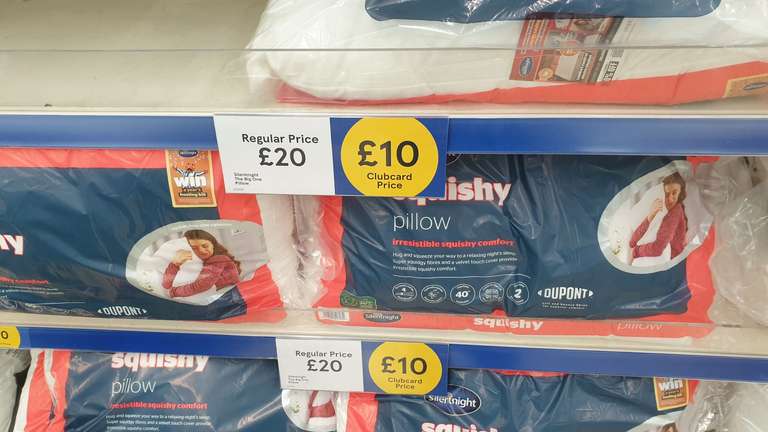 Silentnight squishy pillow £10 / Ultimate Pillow £12 with clubcard + More reduced @ Tesco Leytonstone