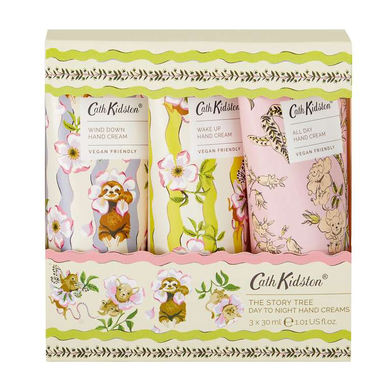 Cath Kidston Story Tree-Day to Night Hand Creams - Set of 3 x 30ml Tubes for Soft and Supple Hands