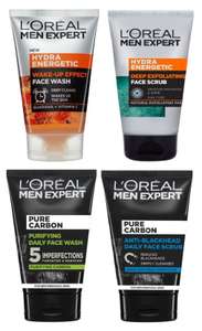 L'Oreal Men Expert Hydra Energetic / Hydra Energetic Face Scrub / Pure Carbon / Charcoal Face Scrub Exfoliator Face Wash 100ml + Free C&C