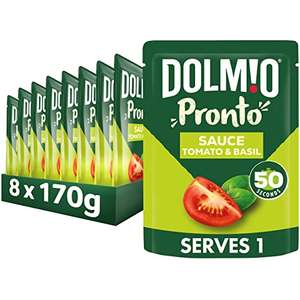 Dolmio Tomato and Basil Microwave Pasta Sauce, Bulk Multipack 8 x 170 g pouches (vegetarian) - £10.10 - £10.70 with Subscribe & Save
