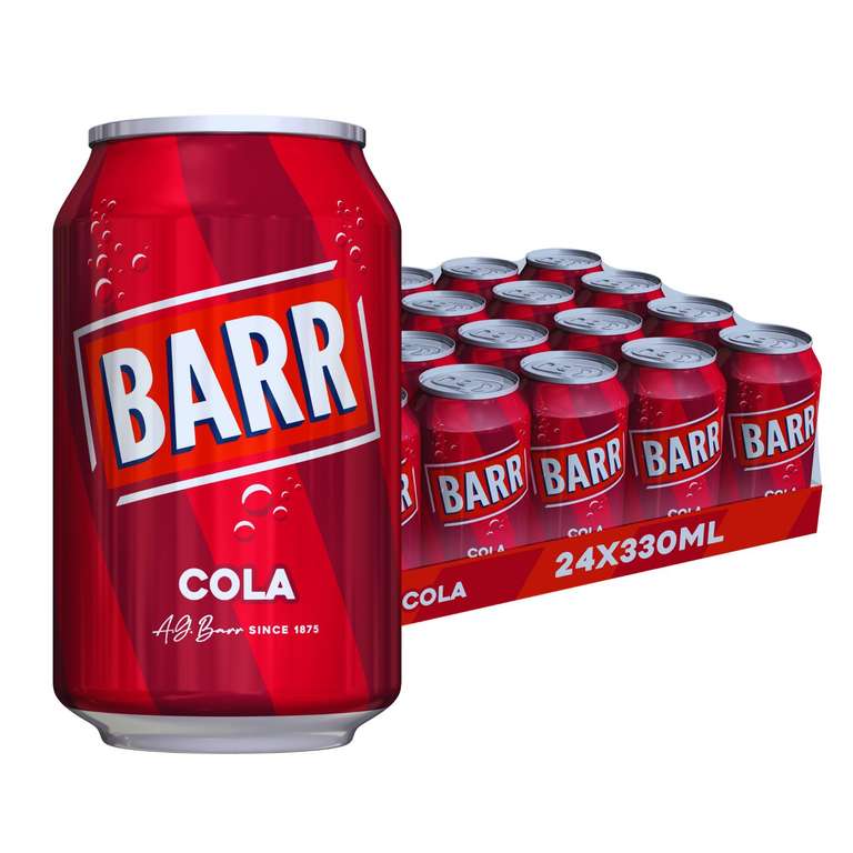 BARR Classic Cola, Low Sugar Fizzy Drink - 24 x 330ml Cans (or £7.55 S&S / £7.15 with 1st Time S&S)