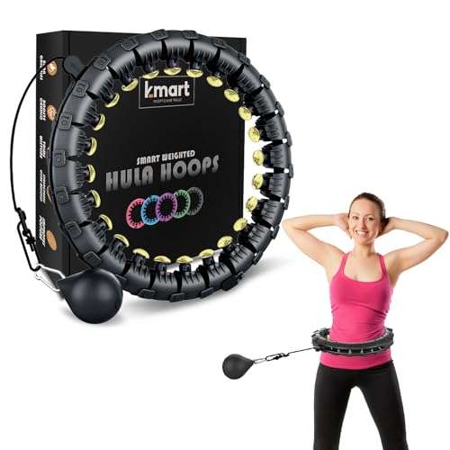 K-MART Smart Hula Ring Hoops, Weighted Hula Circle 24 Detachable Fitness Ring with 360 Degree Auto-Spinning Ball Gymnastics, Massage