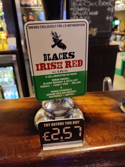 Blacks Irish Red - £2.57 / pint @ The Bear Wetherspoons Maidenhead