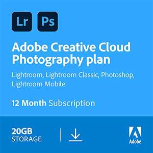 Adobe Creative Cloud Photography plan 20GB: Photoshop + Lightroom | 1 Year £73.89 Prime Exclusive at Amazon