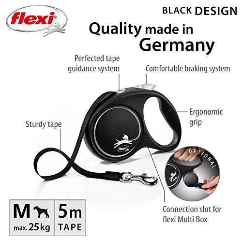 Flexi Black Medium 5m Tape Retractable Dog Lead - £11.24 @ Amazon