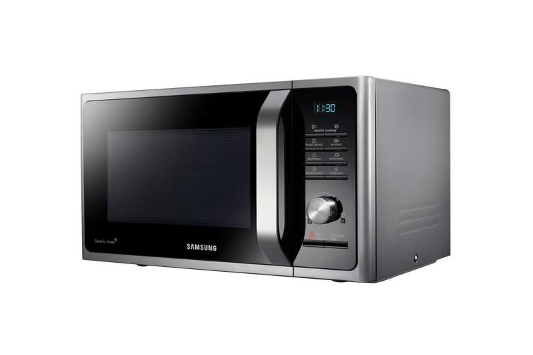 Samsung MS28F303TFK Solo Microwave Oven with Healthy Cooking, 28L Silver (Samsung-UK) With Code