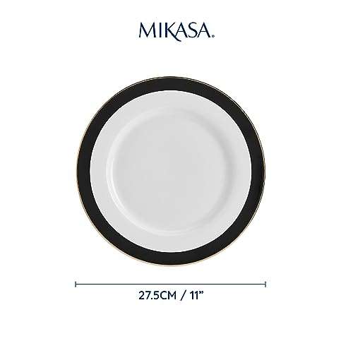Mikasa Luxe Deco 4pc Fine China Dinner Plate Set, 28cm, Gift Boxed