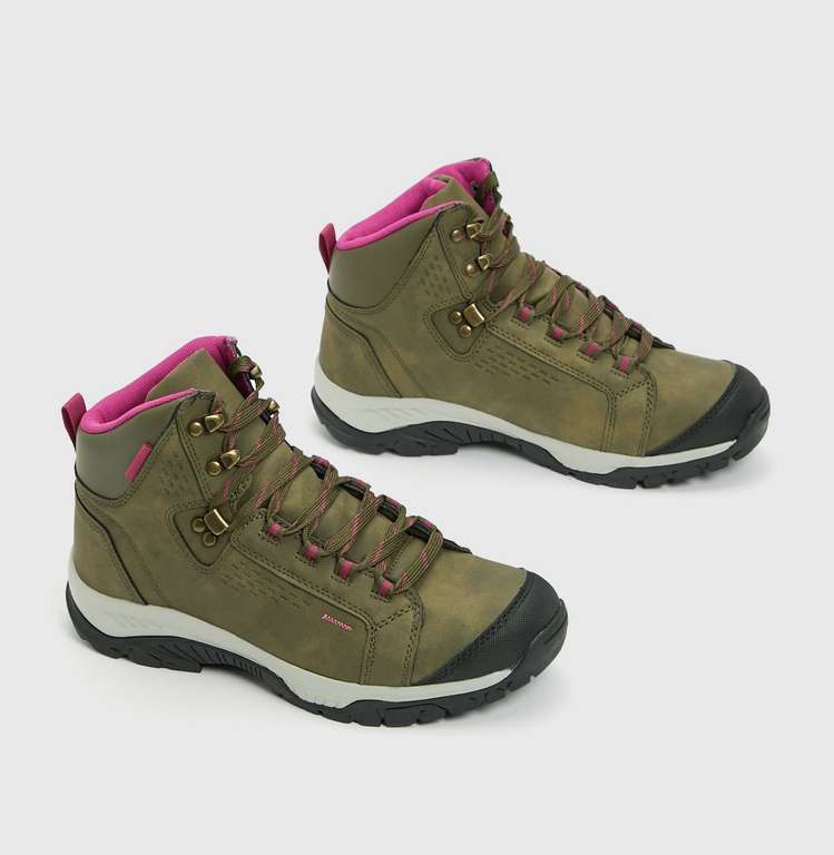 Women's Sole Comfort Khaki & Pink Water Resistant Hiker Boots, size 5-8 - Free C&C