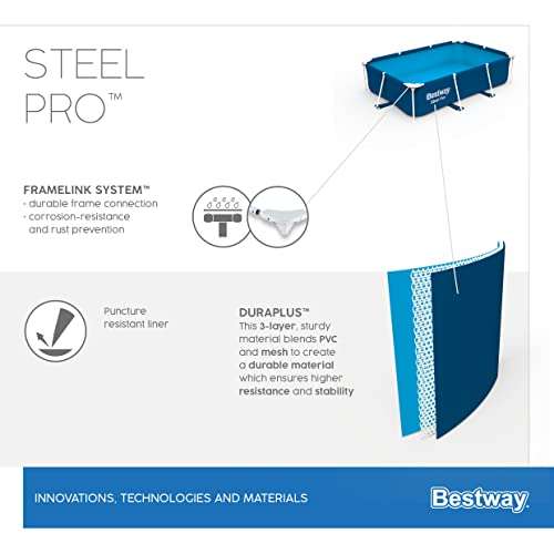 9.1ft Bestway Steel Pro | Swimming Pool for Outdoors without Filter Pump, Above Ground Frame Pool - £80.20 @ Amazon