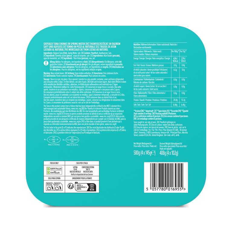Amazon Skipjack Tuna Chunks in Spring Water 4x145g photo 2