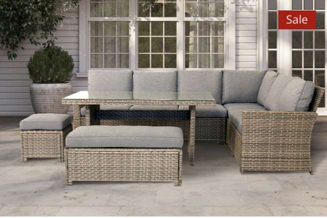 Palma – Corner Rattan Garden Lounge Set – 9 Seater - Grey £574.65 delivered @ Out and Out