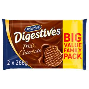 McVitie's Digestives Milk Chocolate Biscuits Twin Pack 2 x 266g, 532g