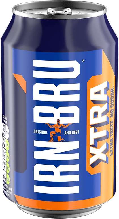 IRN-BRU XTRA Taste No Sugar, 8 x 330ml, Fizzy Drinks Multipack Cans (Pack of 8)