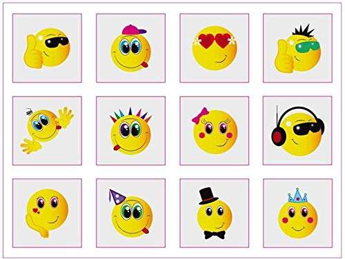 Henbrandt Smiley Temporary Tattoos Pack of 24 - minimum 2 for £1.66 sold by THINGS 4 CRAFT FB Amazon