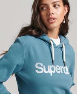 Superdry Womens Organic Cotton Core Logo Hoodie Ice Marl or Pottery Blue sizes 8-14 £19.12 with code @ Superdry Ebay
