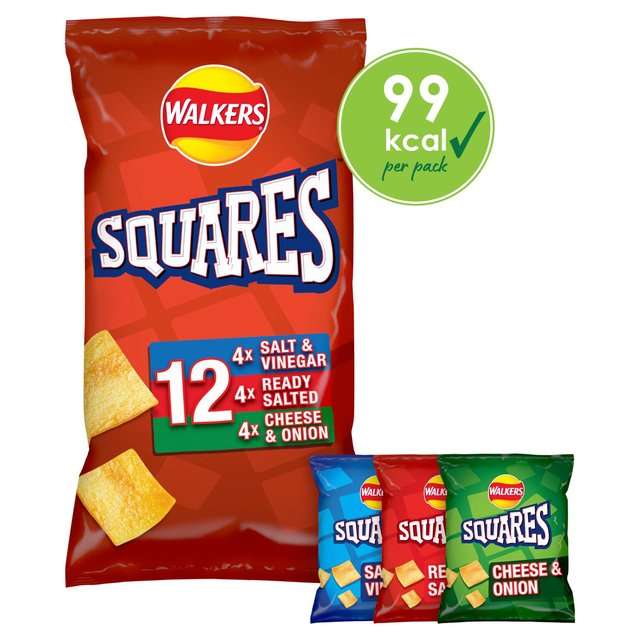 Walkers Squares Variety Multipack Snacks Crisps 12 x 22g