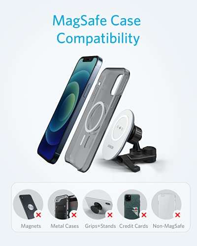 Anker Car Mount Charger, PowerWave Magnetic Car Charging Mount + 4 ft USB-C Cable 7.5w iPhone - £9.99 With Voucher @ AnkerDirect / Amazon