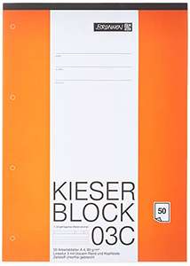 Brunnen A4 Letter Paper Pad Kieserblock, School Ruling Pack of 50 Sheets, White