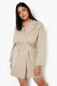 Womens plus Belted Blazer Dress for £16 + £3.99 delivery @ boohoo