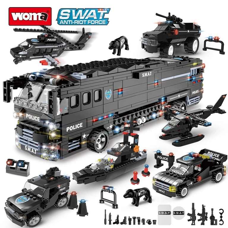 WOMA C0547 SWAT Mobile Combat Bus Police Car Army Model Building Block ...