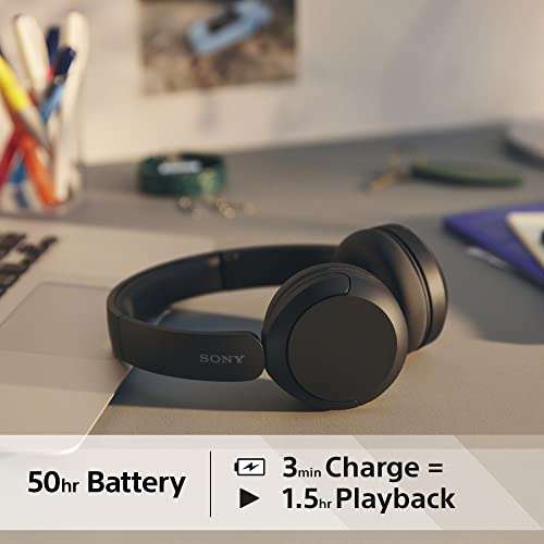 Sony WH-CH520 Wireless Bluetooth Headphones - black.