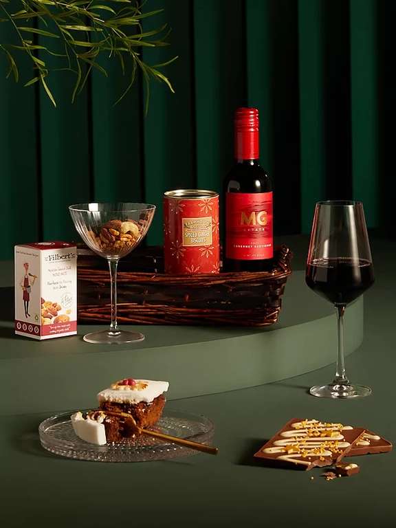 Christmas treats tray - spiced ginger biscuits, Iced loaf cake & MG Estate Cabernet Sauvignon 37.5cl £9 + £4.50 delivery @ John Lewis