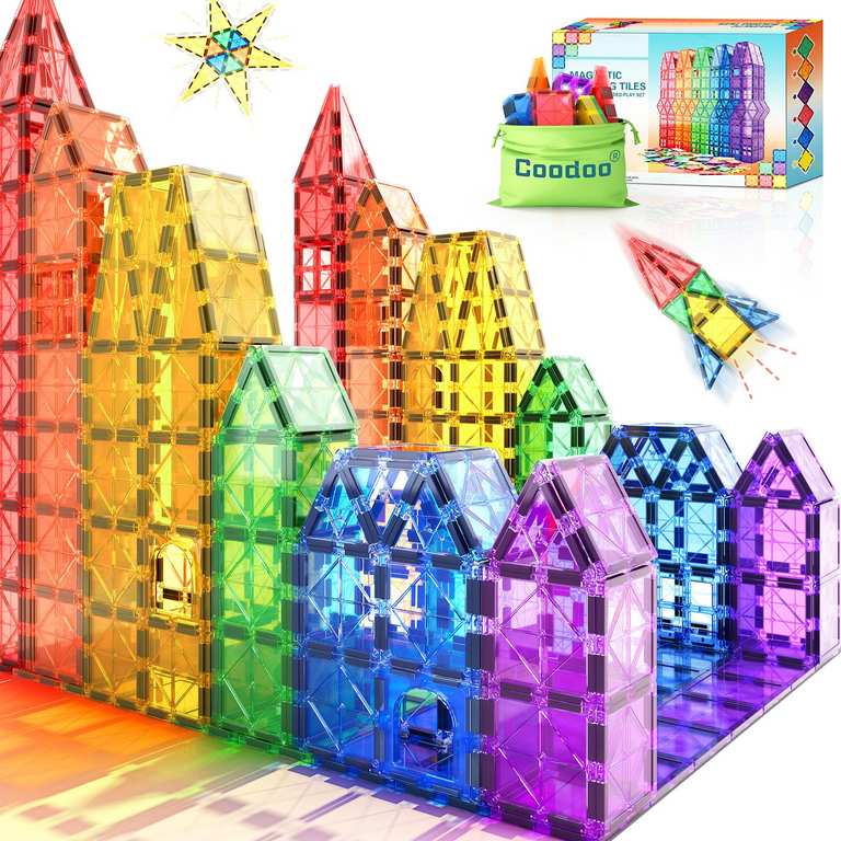 Coodoo Magnetic Tiles Kids Toys Stem Magnet for Toddler Magnetic Blocks Building Toys - Sold by Soyee EU / FBA
