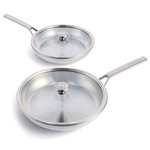Merten & Storck Tri-Ply Stainless Steel Induction 26cm and 30cm Frying Pan Skillet Set with Lids £94.01 @ Amazon