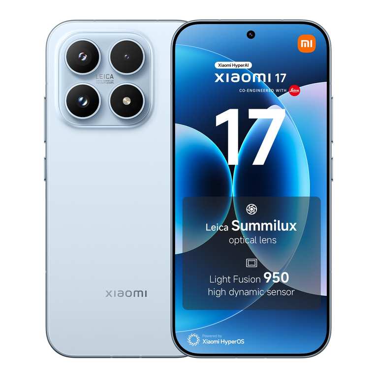Xiaomi 17 Smartphone 12+512GB Ice Blue Leica Summilux Optical Lens | Light Fusion 950 Sensor, 6330mAh Battery, Snapdragon 8 Elite Gen 5