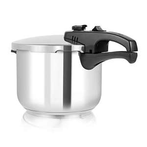 Tower T80244 6L/22cm Pressure Cooker with Steamer Basket, Stainless Steel, Silver
