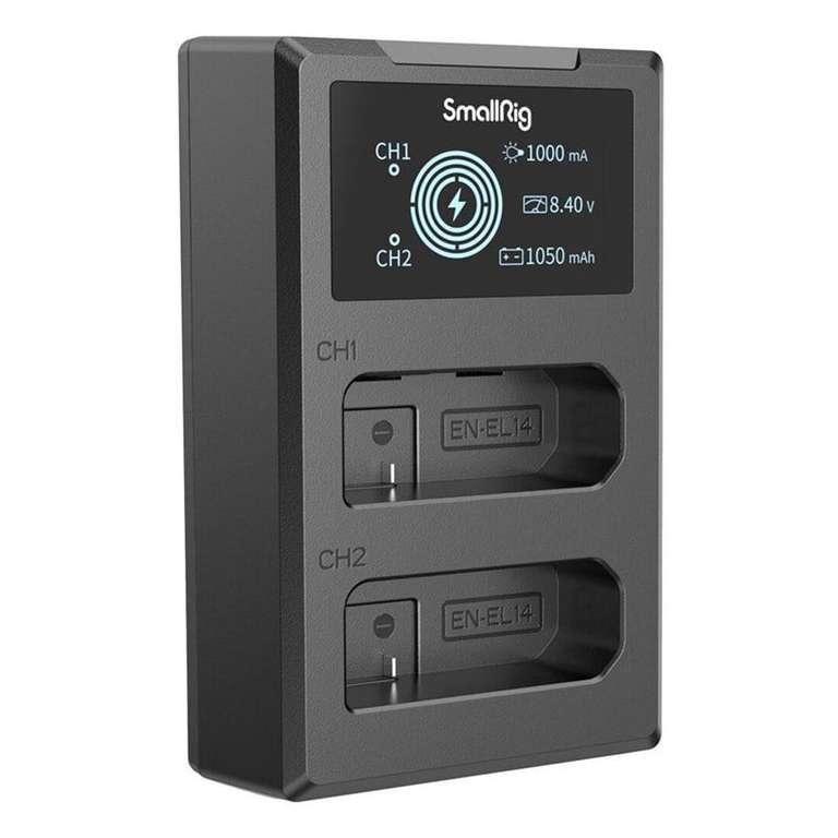 SmallRig dual camera USB-C + USB-A battery chargers with LCD ( Canon LP-E6NH / Sony NP-FW50 / NP-F970 / Nikon EN-EL14 / Delayed Despatch )