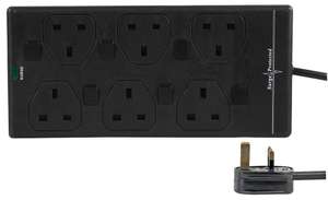 Pro Elec 1m, 6-Way Individually Switched Surge Protected Extension Lead - Black