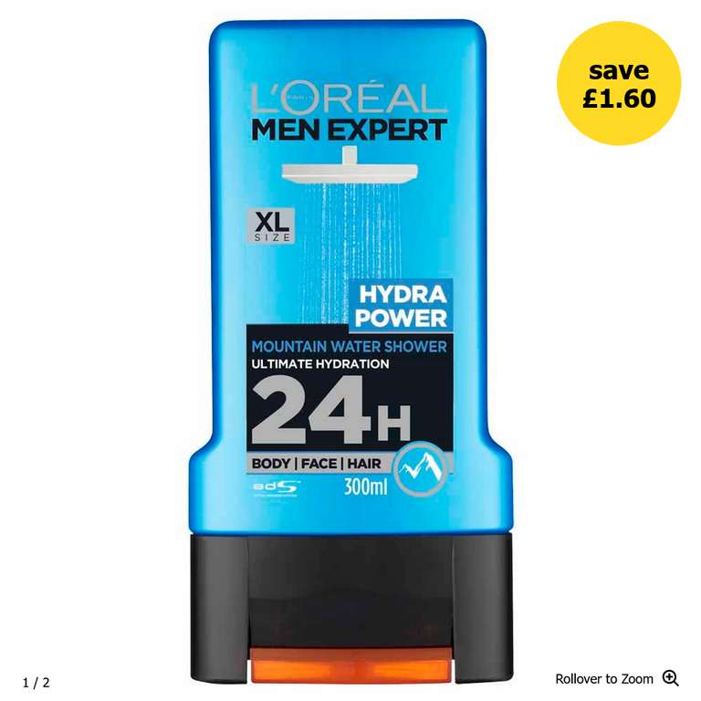 L’Oreal Paris Men Expert Shower Gel 300ml (8 Options) - £1.60 + Free Click & Collect @ Wilko
