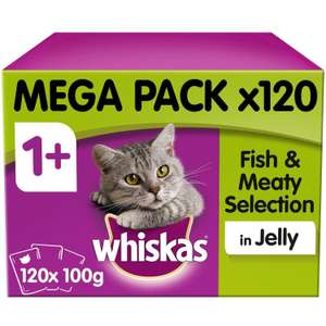 120 x 100g Whiskas fish and meaty selection in jelly cat food (adult +1) for £27.19 delivered using code @ eBay / marspetcare_store