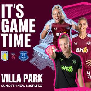 Aston Villa Women vs Everton Women 26/11 4 free tickets BLC