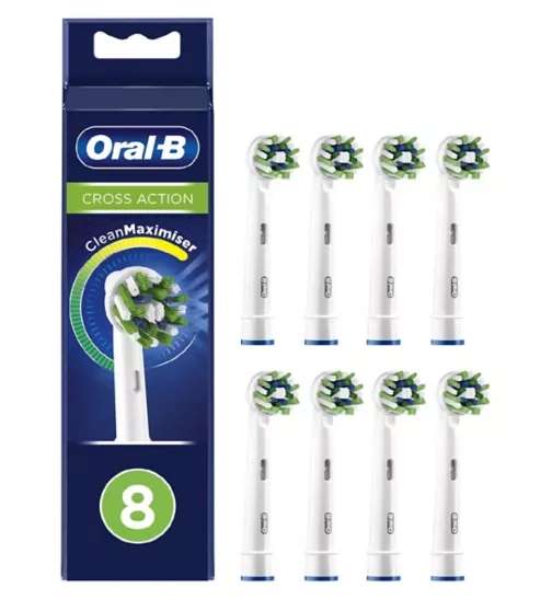 Oral-B CrossAction Toothbrush Head Black Edition with CleanMaximiser Technology, 8 Pack - £18 With Click & Collect @ Boots