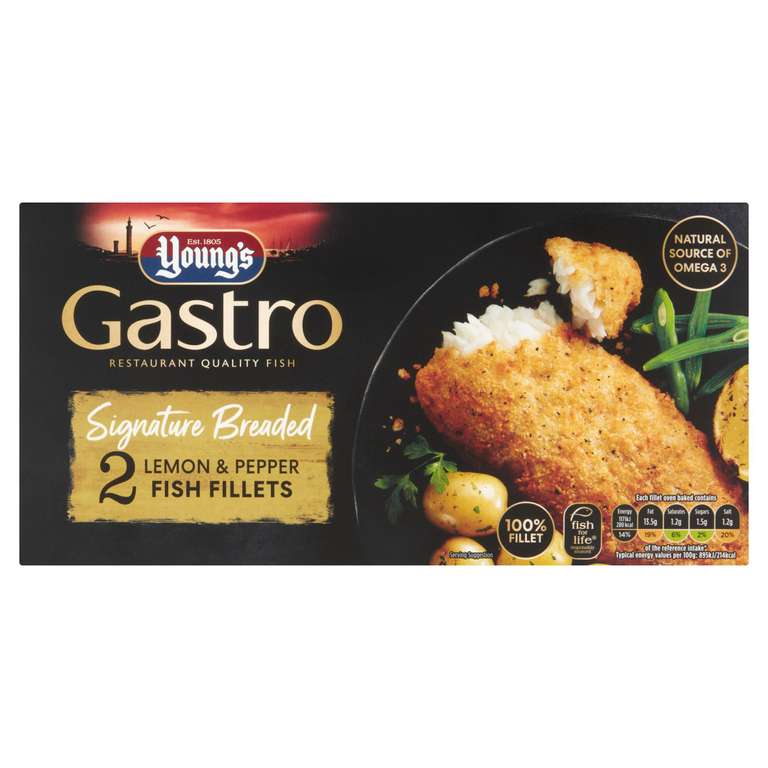 Young's Gastro Signature Breaded 2 Lemon & Pepper Fish Fillets 270g £2 @ Iceland
