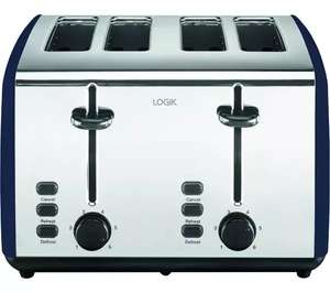 LOGIK L04TBU21 4-Slice Toaster - Blue & Silver Free collection