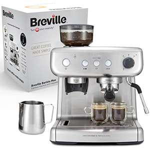 Breville Barista Max Espresso Machine | Latte & Cappuccino Coffee Maker | 2.8 L Water Tank | 15 Bar Italian Pump with voucher