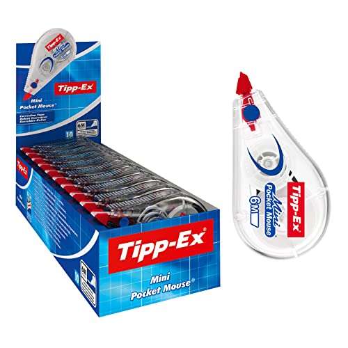 Tipp-Ex Mini Pocket Mouse Plastic Tape - Box of 10 - High-Quality, 6 m, Tear-Resistant Tapes with Smooth Glide, White