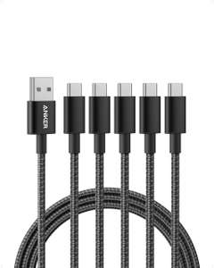 Anker USB C Cables, 5-PACK, 6ft - Premium Nylon USB A to USB C Charger Cable - £3 Per Cable - Sold by AnkerDirect UK FBA