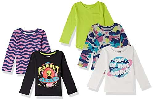 Amazon Essentials Toddlers' Big Girls Long-Sleeve T-Shirts 5 Pack 2 Years £6.82 @ Amazon