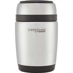 Thermos Curved Food Flask with Spoon, Stainless Steel, 400 ml