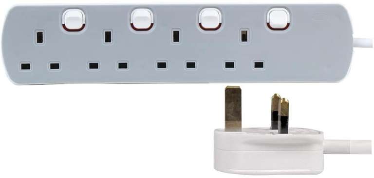 PRO ELEC PELB1767 4 Gang Individually Switched Extension Lead Grey @ Amazon